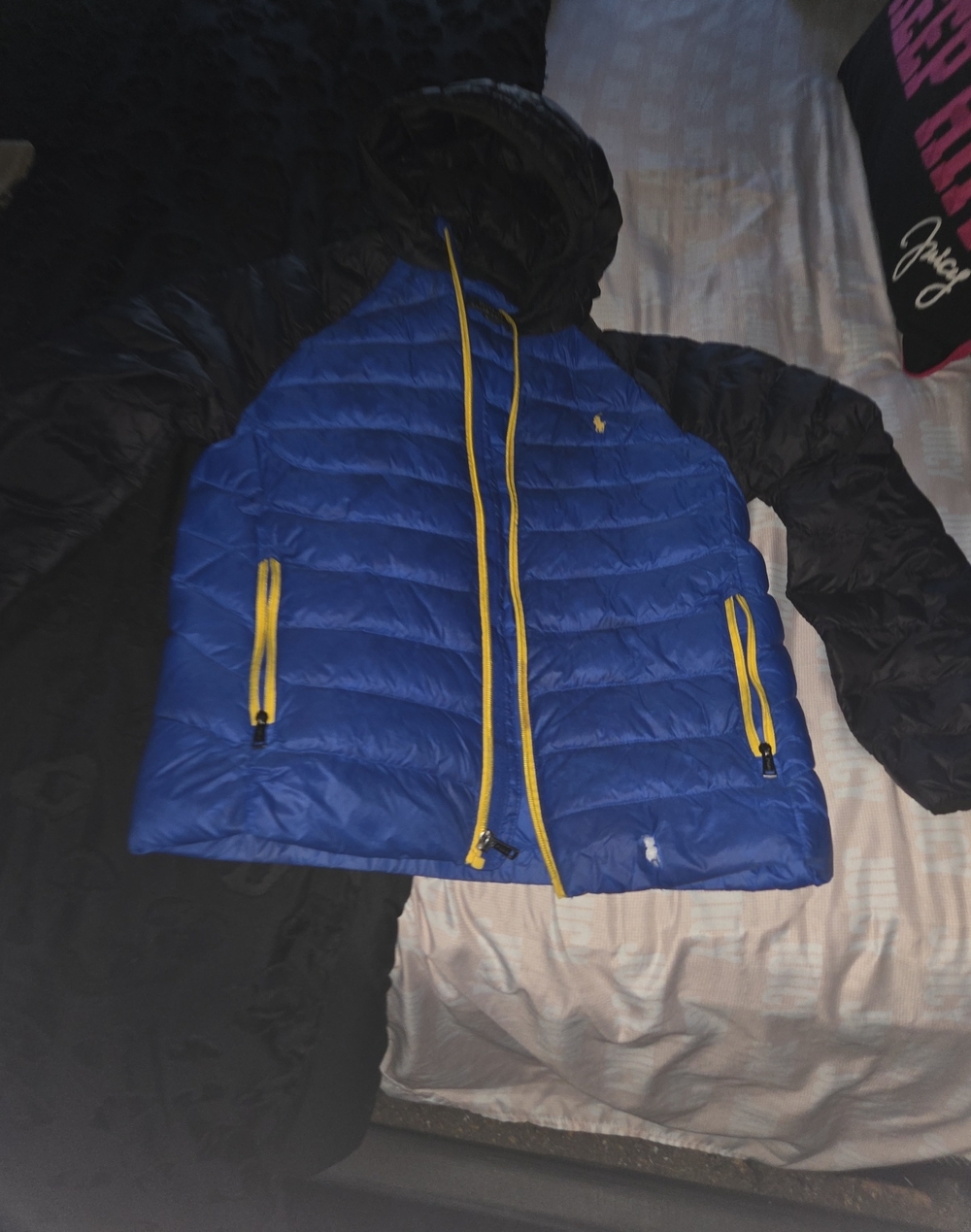 Polo by Ralph Lauren Royal Blue Puffer Jacket with Yellow Trim